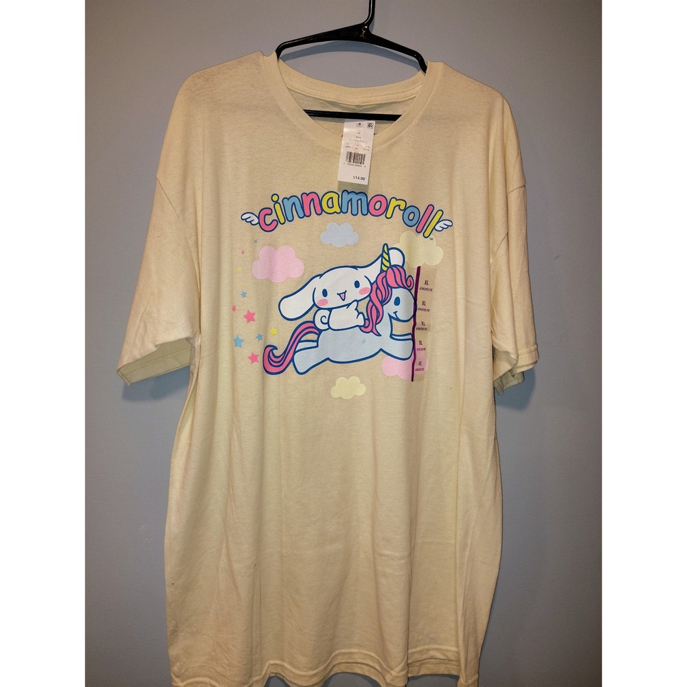 Sanrio Cinnamoroll Unicorn Graphic T-Shirt Cream XL Bioworld SIL-34706 NWT